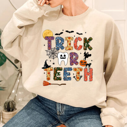 Halloween Trick Or Teeth Shirt, Halloween Dentist Shirt Sweatshirt