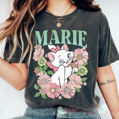 Retro The Aristocats Marie Floral Retro Shirt, Duchess Thomas O'Malley Berlioz Toulouse Shirt