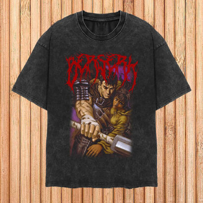 Berserk Guts Washed Shirt, Anime Manga Unisex Shirt, Cool Japanese Anime Tee