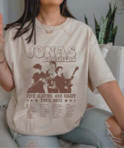 Retro Jonas brothers Tour 2023 Shirt, y2k Jonas Brother five albums one night shirt, Nick Joe Kevin Jonas , Jonas brother tour 2023