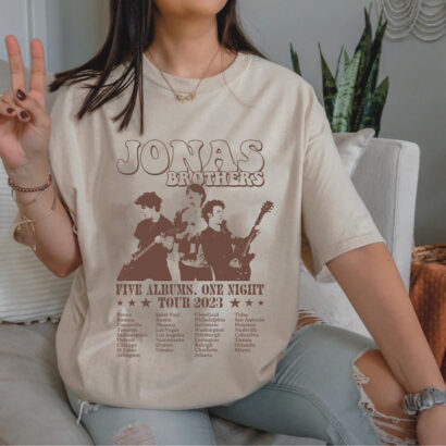 Retro Jonas brothers Tour 2023 Shirt, y2k Jonas Brother five albums one night shirt, Nick Joe Kevin Jonas , Jonas brother tour 2023