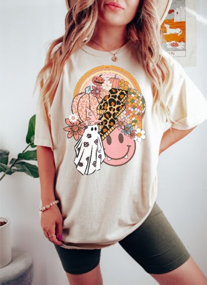 TRENDY Retro Fall Shirt, Leopard Fall Pumpkin Shirt