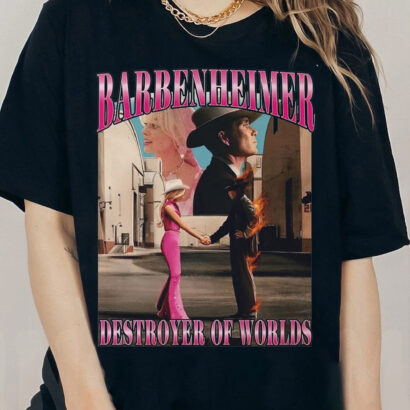 Barbenheimer Destroyer Of World Essential T-Shirt, Vintage Barbenheimer 90's Shirt, Barbenheimer Tee