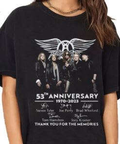 Aerosmith Aerosmith 53th Anniversary 1970-2023 Signatures T-Shirt