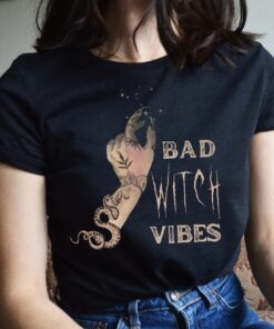 Bad Witch Vibes T-shirt, Halloween Witch Hand Shirt