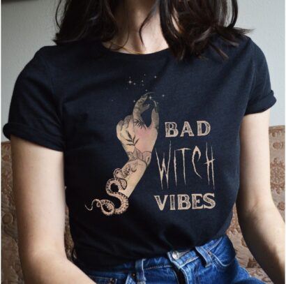 Bad Witch Vibes T-shirt, Halloween Witch Hand Shirt