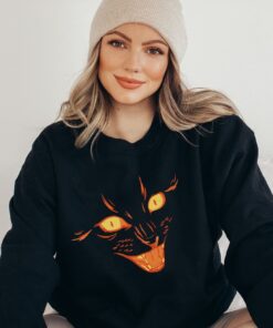 Black Cat Halloween Sweatshirt, Cat Lover Halloween Crewneck
