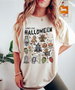 Comfort Colors Halloween Doodles Shirt, Spooky Season Tshirt Retro Halloween