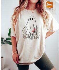 Cute Halloween Floral Ghost Tshirt, Halloween Party Shirt