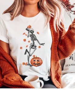 Halloween Skeleton Shirt, Fall Shirt For Women