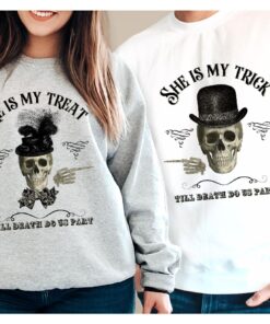 She's My Trick, He's My Treat, Couple Funny Skeleton Shirts