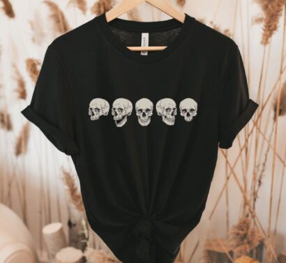 Halloween Creepy Skulls T-shirt, Skeleton Shirt