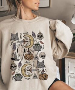 Halloween Doodle Sweatshirt, Witchy Things Halloween Sweater