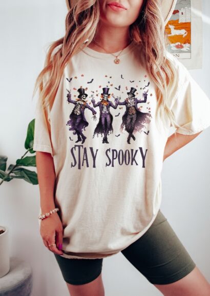 Stay Spooky Tshirt, Dancing Skeletons Halloween Shirt