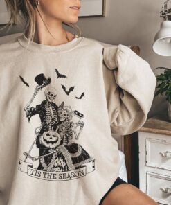 Halloween Skeleton Sweatshirt, Tis The Season Funny Skeletons Halloween Sweater