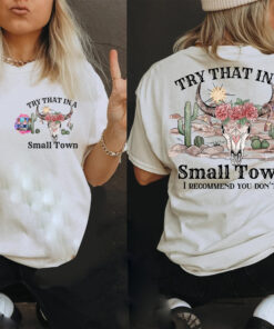 Small Town shirt, Try that in a small town tshirt, Skull Country Western tshirt, Country Music tshirt