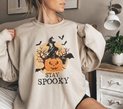 Stay Spooky Halloween Witch Sweater, Spooky Season Shirt