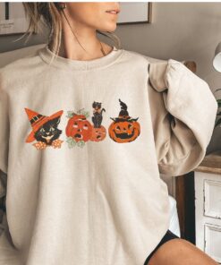 Halloween Black Cat Shirt, Spooky Season, Cat Lover Halloween Crewneck