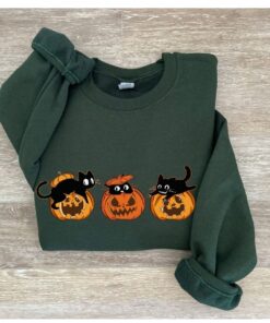 Vintage Halloween Doodles Sweater, Halloween Cat Shirt