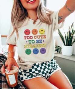Too Cute To Be Straight Shirt, Lgbtq Shirt, Gay Rights is Human Rights Shirt