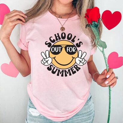 Funny Smiley Schools Out For Summer Shirt, Last Day Of School Tee