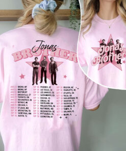 Jonas Brother In Pink Shirt, Jonas Brothers The Album Merch 2 Side Sweatshirt,Five Albums One Night Tour Shirt
