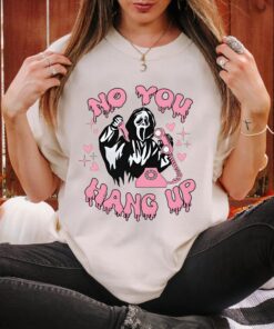 No You Hang Up Funny Halloween Beaseball Shirt, Ghostface Halloween Crewneck Shirt