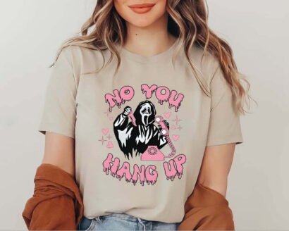 No You Hang Up Funny Halloween Beaseball Shirt, Ghostface Halloween Crewneck Shirt