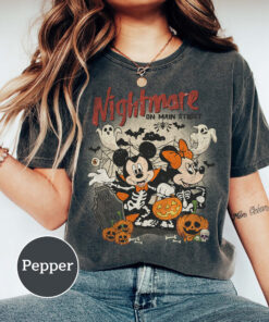 Mickey Minnie Halloween Shirt,Vintage Disney Halloween Comfort Colors Shirt,Nightmare On The Main Streat Shirt,Halloween Pumpkin Shirt