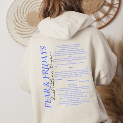 Zach Bryan Fear and Fridays Full Poem Minimalist Unisex Hooded Sweatshirt, Clean Chic Country Music Hoodie, Fall Cozy Season Fan Merch Gift