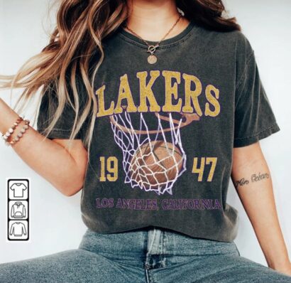 Los Angeles Basketball Vintage Shirt, Lakers 90s Basketball Graphic Tee Sweatshirt