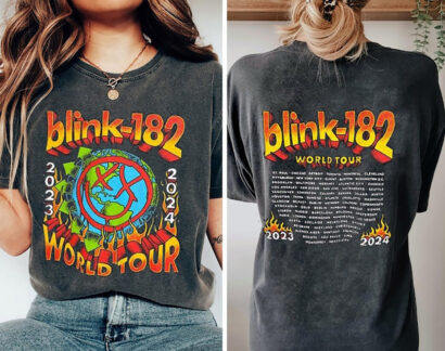 Blink 182 The World Tour 2023-2024 2Sides Shirt, Blink 182 Rock n' Roll T Shirt, Rock n' Roll Shirt, Blink 182 Shirt, Retro Vintage Shirt