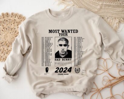 Bad Bunny Most Wanted Tour 2024 Sweatshirt, Bad Bunny Sweater, Most Wanted Tour Sweatshirt, Bad Bunny Fan Sweater, Bad Bunny Merch (7)