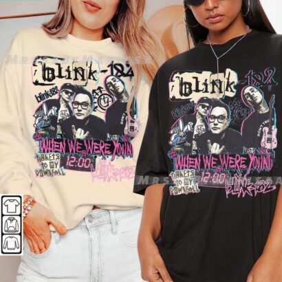 Blink 182 Music Shirt, Blink 182 Tour 2023 Ticket Vintage 90s Y2K Graphic Tee, Rock Band Concert Gift