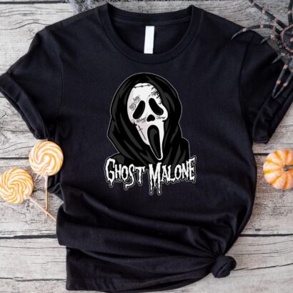 Halloween Ghost Malone Scream Face T-Shirt,Ghost Malone Halloween Scream Maske Hoodie Costume,Halloween Gift for Horror Movie Lovers Shirt