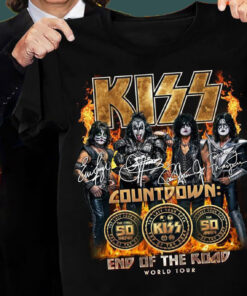 Kiss Band Shirt, Kiss Band The Final Tour End Of The Road 50 Dates World Tour Shirt, Kiss Band Button Shirt, Kiss Rock And Roll Music Shirt