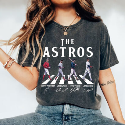 Astros Walking Abbey Road Signatures Baseball Shirt, Justin Verlander, Jose Altuve, Kyle Tucker, Jeremy Pena, Astros Shirt