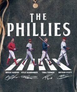 Vintage Phillies Walking Abbey Road Signatures Baseball Shirt, Kyle Schwarber, Bryce Harper, Bryson Stott, Trea Turner, Phillies Fan Gift