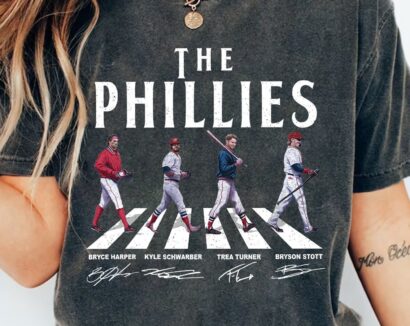 Vintage Phillies Walking Abbey Road Signatures Baseball Shirt, Kyle Schwarber, Bryce Harper, Bryson Stott, Trea Turner, Phillies Fan Gift