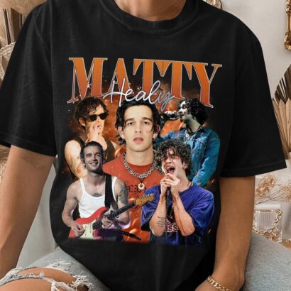 Matty-Healy Vintage Washed T-Shirt,Pop Rock Band Homage Graphic Unisex Long Sleeve, Bootleg Retro 90's Fans Unisex T Shirt