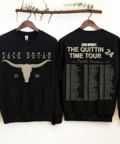 Zach Bryan The Quittin Time Tour Sweatshirt & TShirt, 2024 Zach Bryan Tour Shirt, Western Zach Bryan Cow Skull Shirt, Zach Bryan Sweatshirt