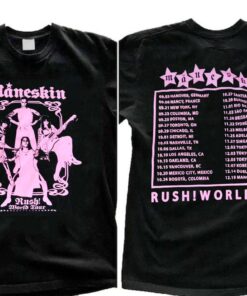 Maneskin Band Music Shirt 2 Sides, Rush! World Tour 2023 Ticket Vintage 90s Y2K Graphic Tee, Rock Concert