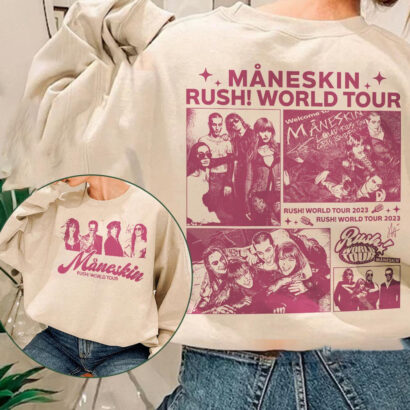 Maneskin Music Shirt, Rush! World Tour 2023 Ticket Vintage 90s Y2K Graphic Tee, Maneskin Rock Band Concert 