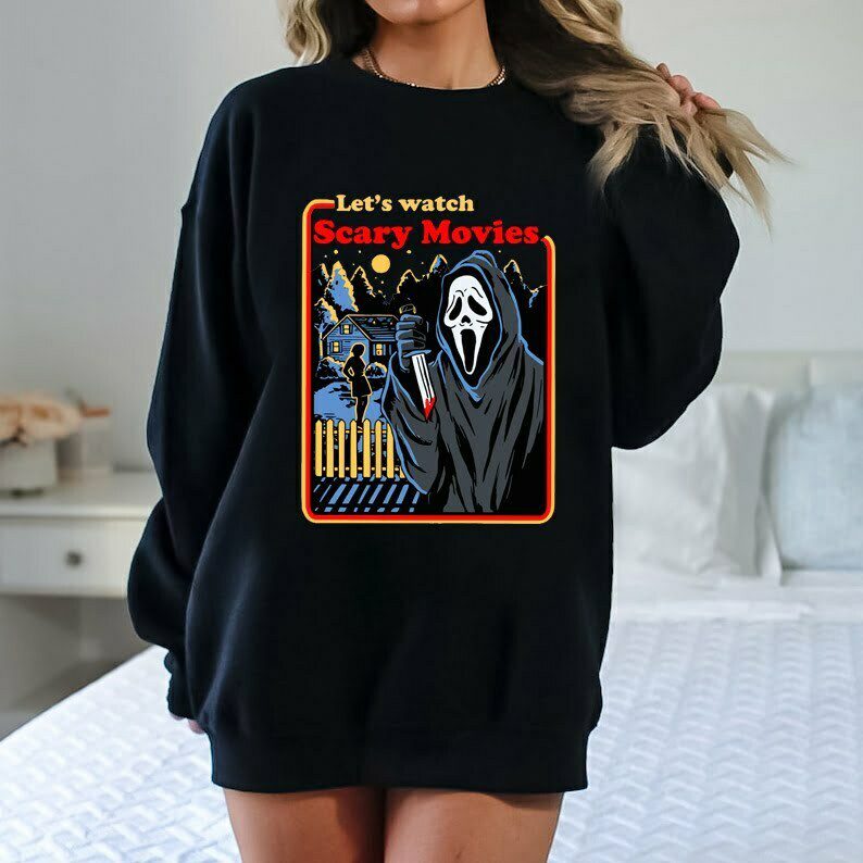 Let's Watch Scary Movie Sweatshirt T Shirt, Scream Ghostface Sweatshirt ...