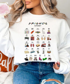 Friends Series Alphabet Shirt, Retro TV Show, Chandler Bing, Joey Tribbiani, Monica Geller, Ross Geller, Racheal Green, Gift for Friends Fan