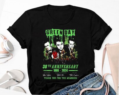 Green Day 38th Anniversary 1986-2024 T-Shirt, Green Day Rock Band Shirt, Green Day Band The Saviors 2024 Tour Shirt, Green Day Band Fan Gift