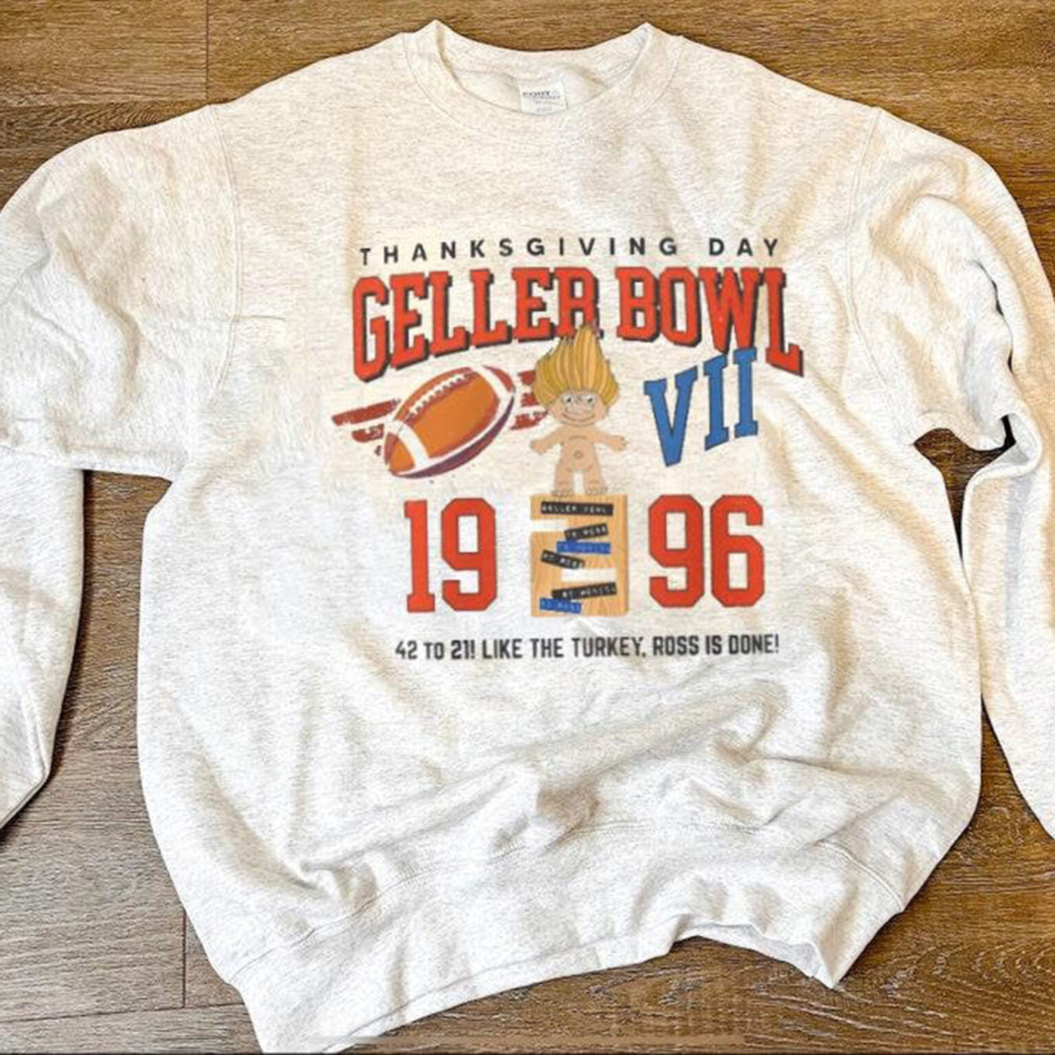 Friends Geller Bowl Shirt, College Letters Sweatshirt, Thanksgiving, Friends Reunion, The One with the Football