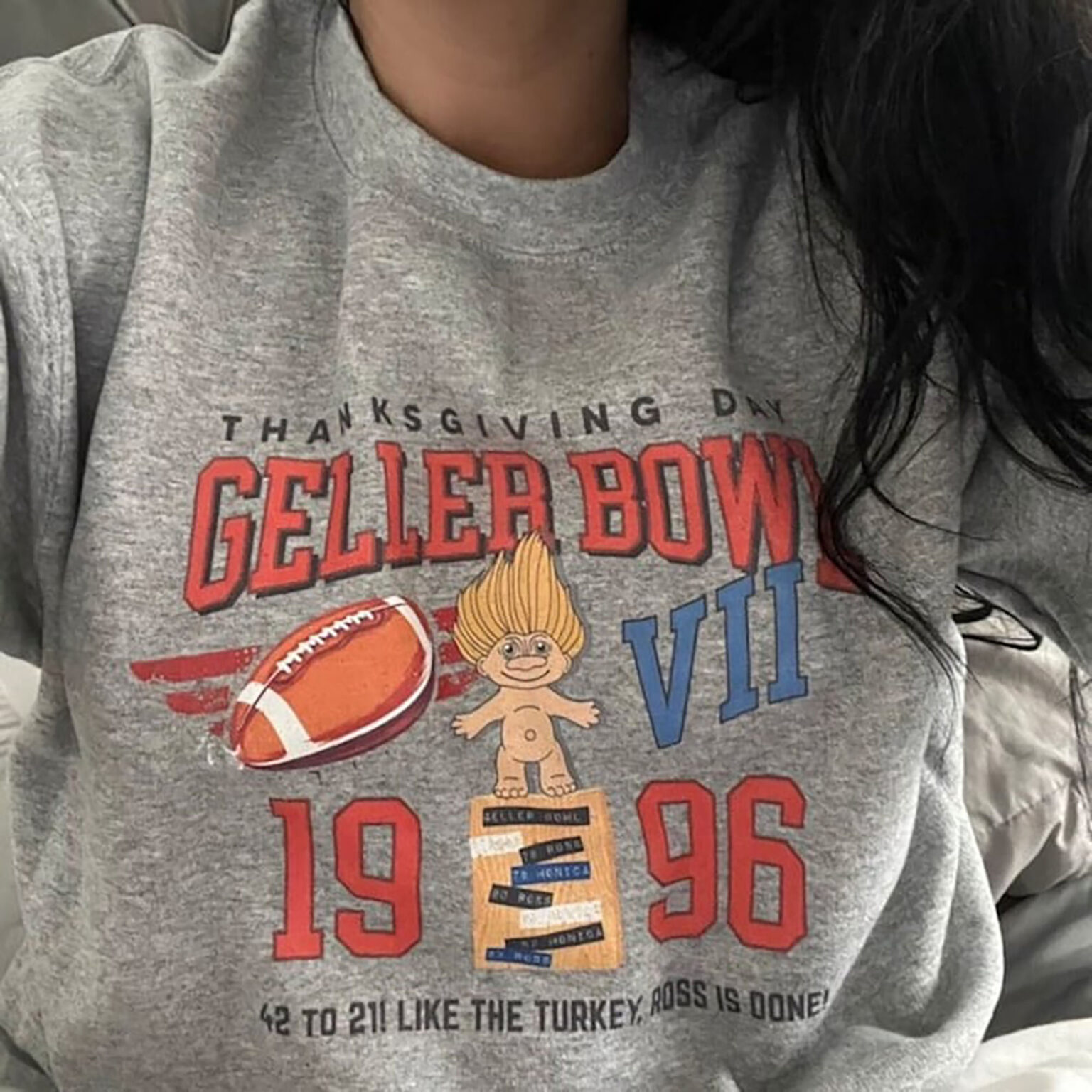Friends Geller Bowl Shirt, College Letters Sweatshirt, Thanksgiving, Friends Reunion, The One with the Football