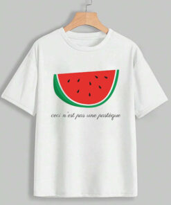 This Is Not A Watermelon Shirt, Palestine Flag Shirt, Magritte Parody Watermelon Shirt