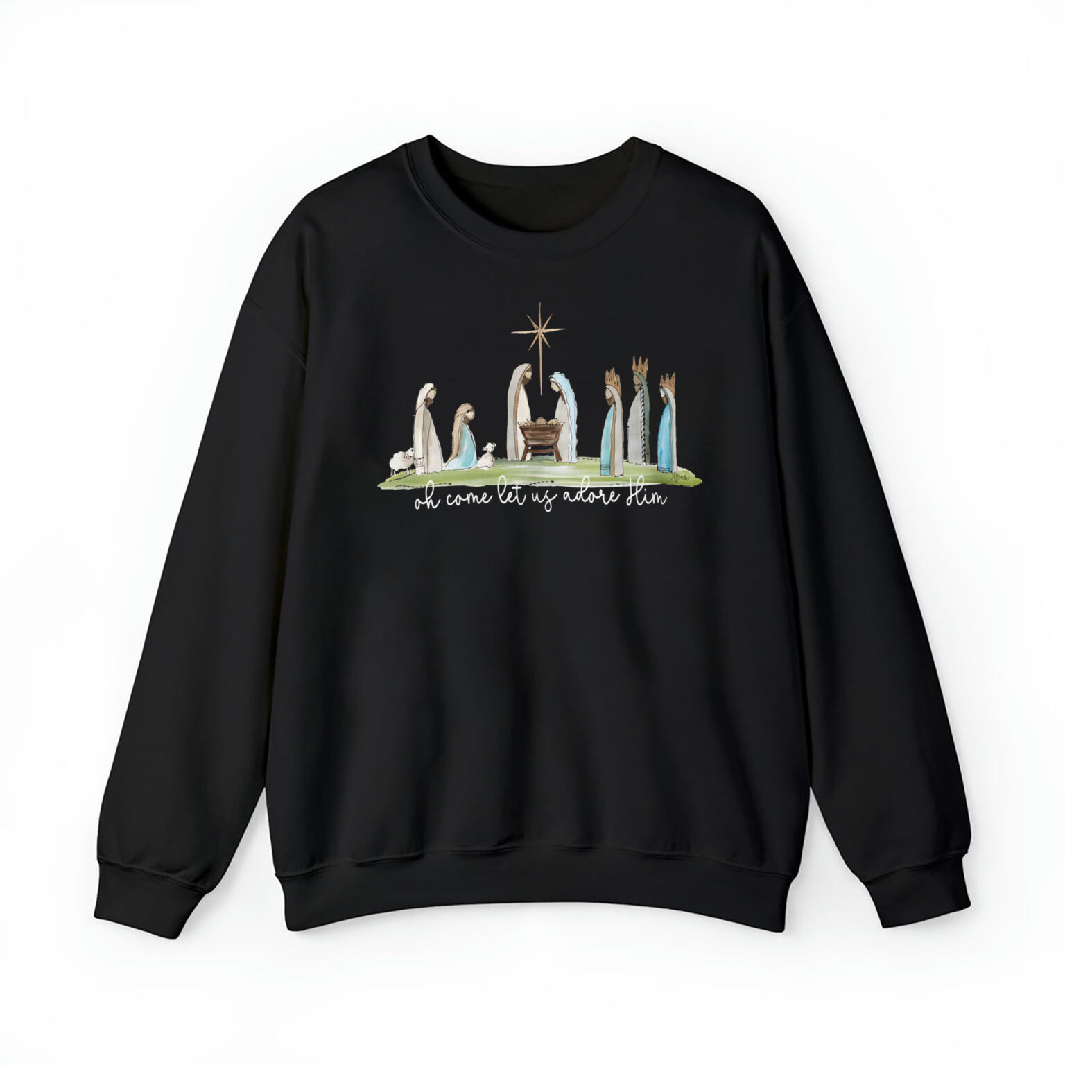 Nativity Sweatshirt, Nativity Scene Tshirt, Manger Scene Shirt, Nativity Art, Nativity Painting, Christian Christmas, Neutral Nativity Tee
